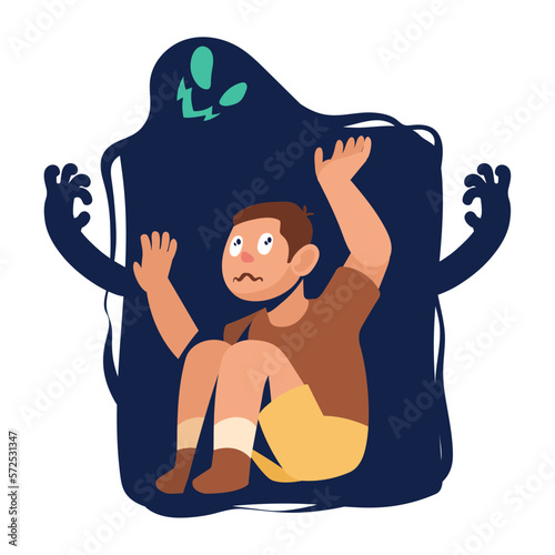 scared man suffering claustrophobia