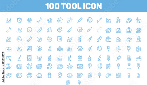100 Tool icons set. stock vector.