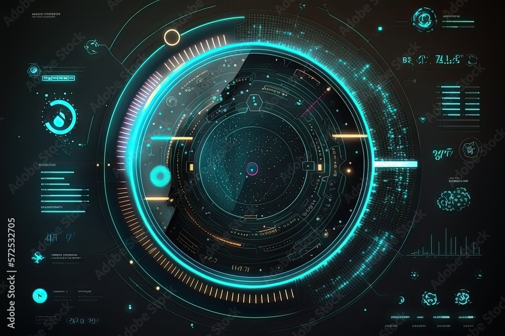 Futuristic abstract circular technology background. Digital hologram screen.Generative AI Futuristic abstract circular technology background. Digital hologram screen.Generative AI