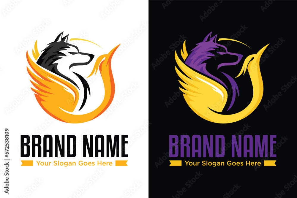 Obraz premium phoenix bird Wolf Face llustration logo design