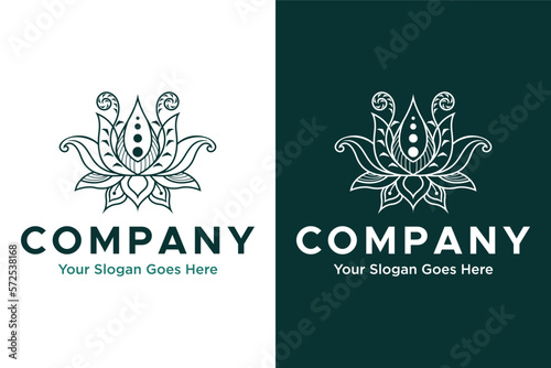 lotus Water lily line tribal decoration illustration logo design