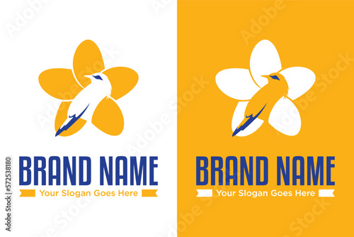 bali bird culture frangipani Plumeria illustration logo design