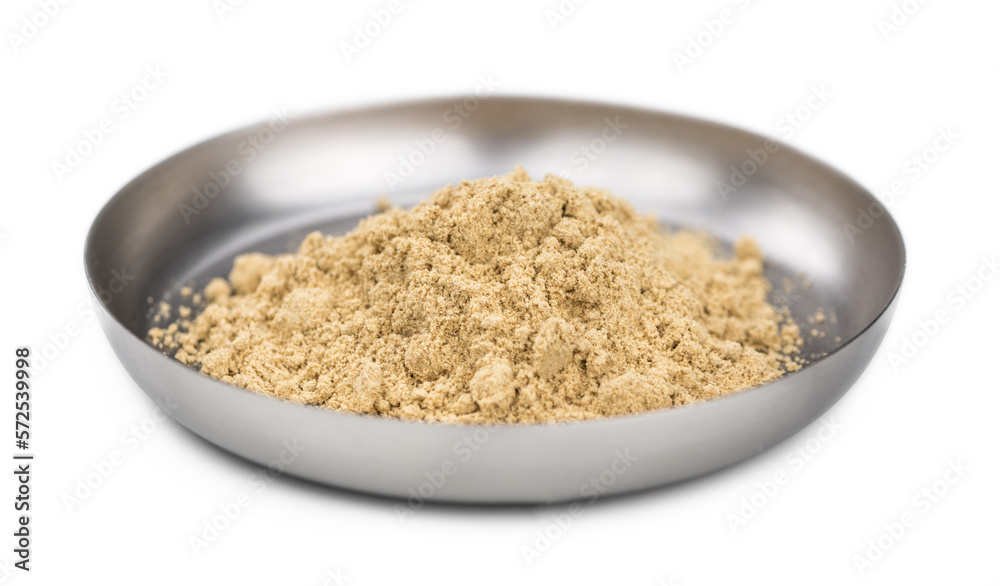Ginger powder on transparent background. Close-up shot; selective focus. Ginger powder on transparent background. Close-up shot; selective focus.