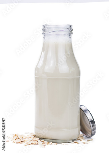 Portion of Oat Milk on transparent background (slective focus)
