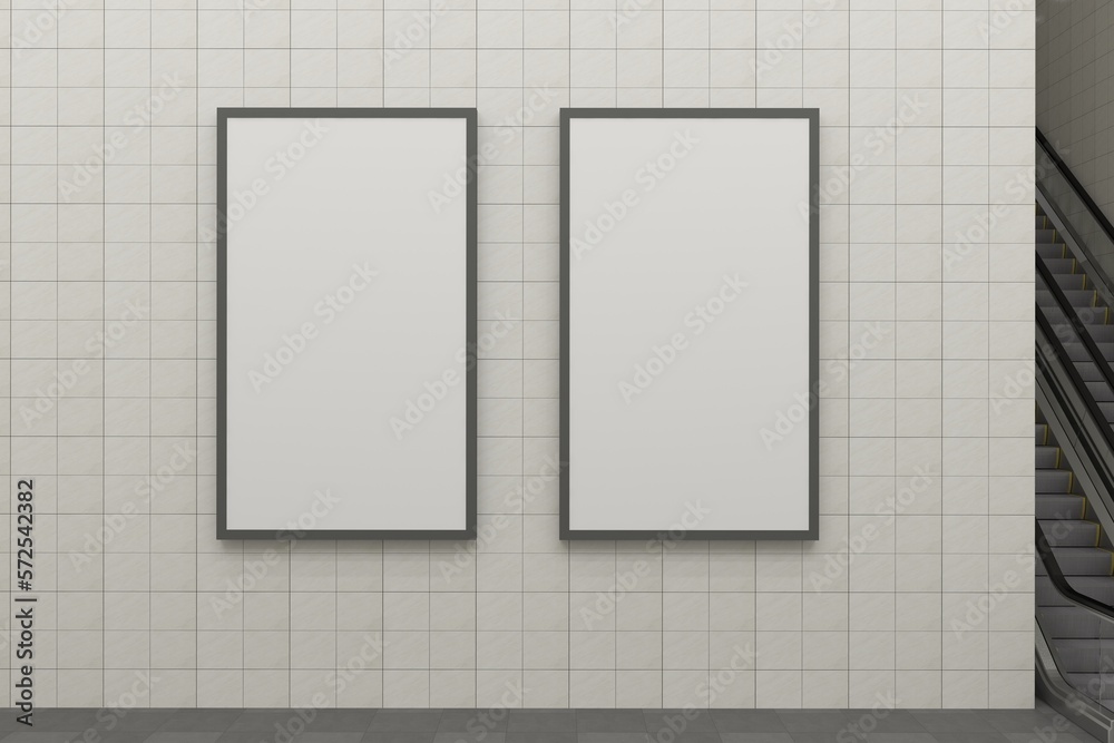 Subway Two Vertical Sign Poster Billboard Mock up Subway Two Vertical Sign Poster Billboard Mock up