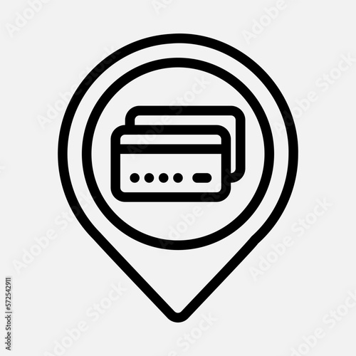 Credit card location icon in line style, use for website mobile app presentation