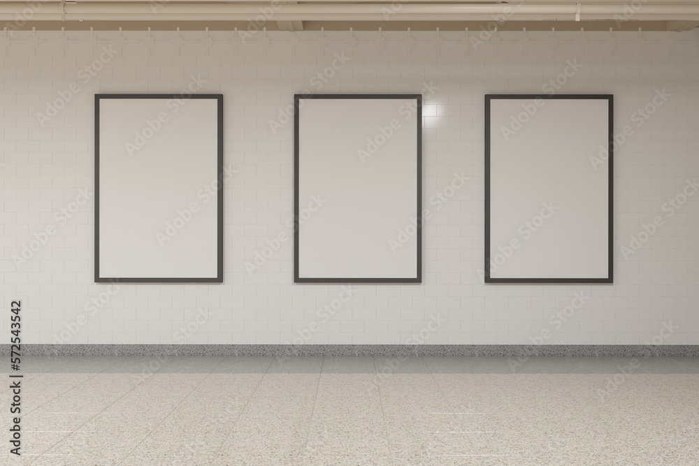 Subway Three Sign Poster Billboard Mock up