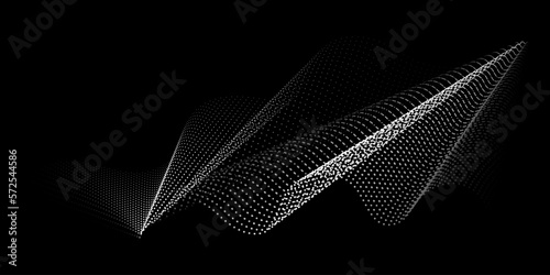 Technological background with abstract wavy grid of dots. Futuristic wavy background. Can be applied for web design  website  wallpaper  banner or cover. Vector illustration.