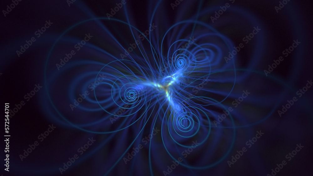 3D rendering abstract blue fractal light background