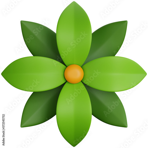 3D Rendering Top View Flowers Isolated