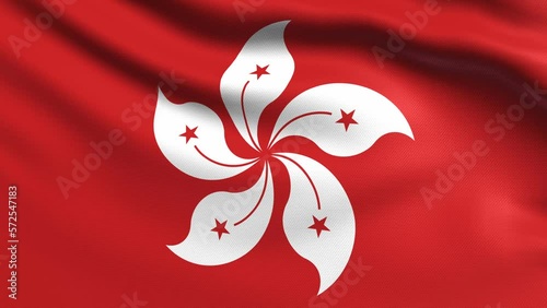 Hong Kong Flag 4K. Realistic Loop Waving with Highly Detailed Fabric.