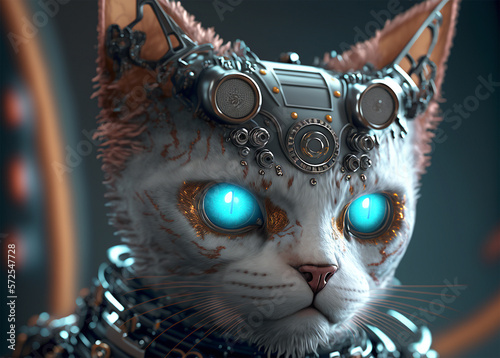 Robot cat. Mix between cat and machine.