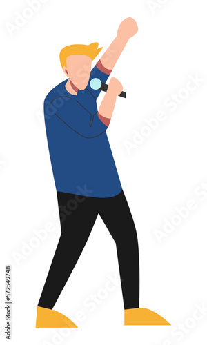 musician, vocalist, male singer using microphone. concept of concert, band, music. flat vector. musician, vocalist, male singer using microphone. concept of concert, band, music. flat vector.