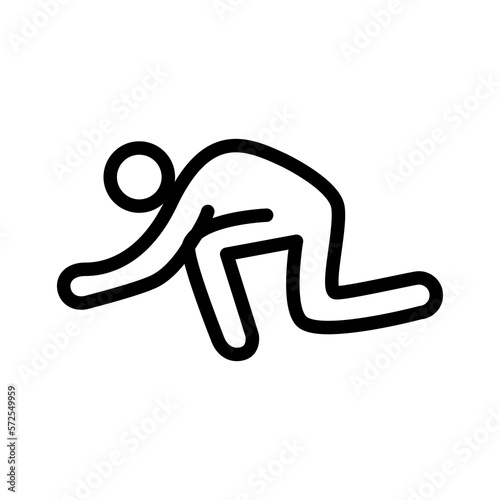 Editable real line icon of a stick figure person doing heavy lifting