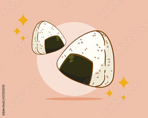 Cute onigiri cartoon illustration