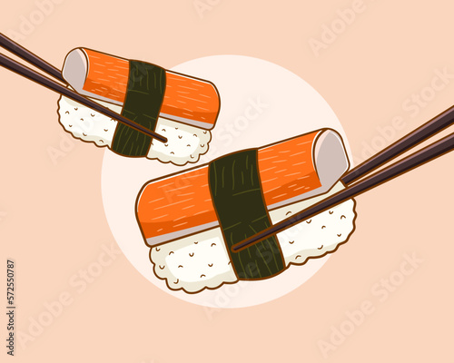 Kanikama sushi cartoon illustration