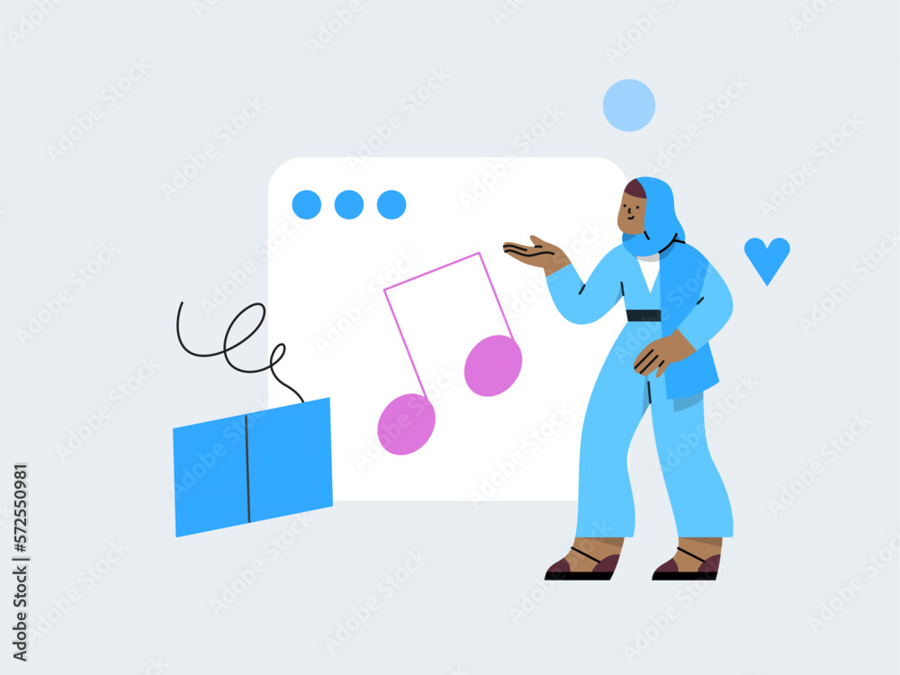 Person taking an online class. Vector illustration Person taking an online class. Vector illustration