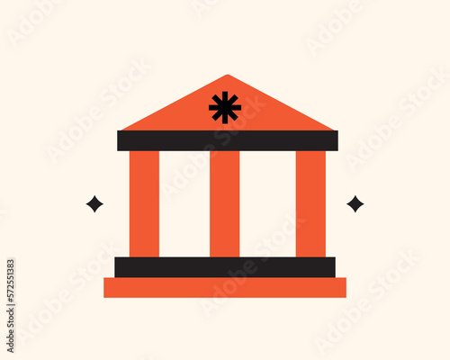 Geometric bank icon. Vector illustration bulding in flat design.