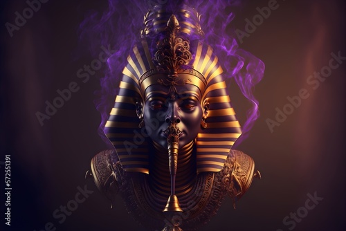 Golden and blue pharaon front view, Generative AI illustrations, Generative AI photo