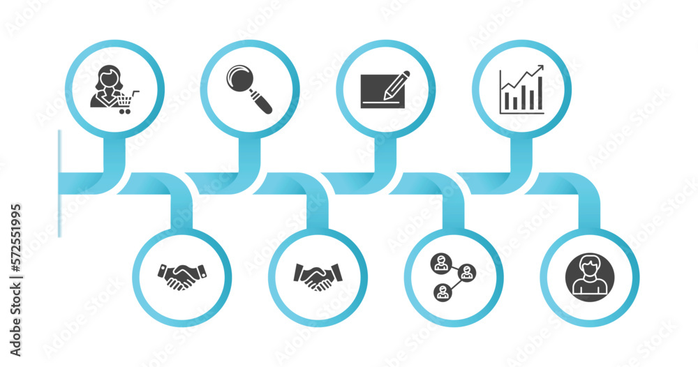 editable filled icons with infographic template. infographic for customer service concept