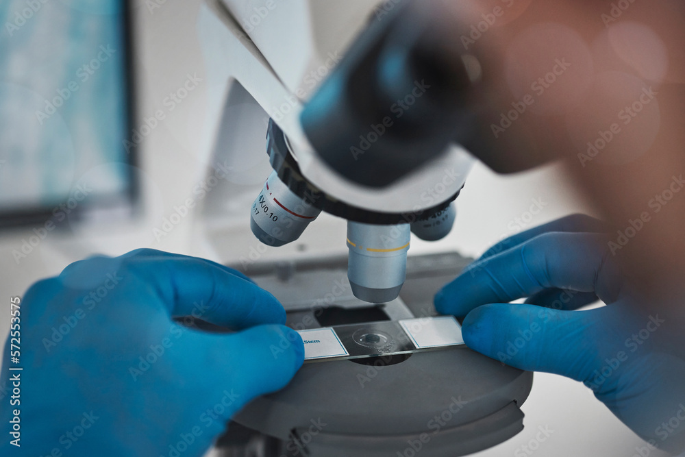 Medical science, microscope and hands for research and analysis by doctor or scientist in laboratory. Zoom on dna, particle or bacteria to study for biotechnology, medicine and innovation development Medical science, microscope and hands for research and analysis by doctor or scientist in laboratory. Zoom on dna, particle or bacteria to study for biotechnology, medicine and innovation development