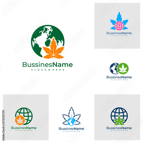 Set of World Cannabis logo vector template. Creative Cannabis logo design concepts