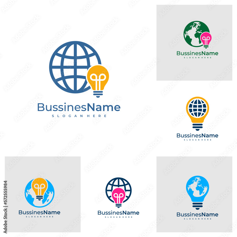 Set of World Bulb logo vector template. Creative Bulb logo design concepts Set of World Bulb logo vector template. Creative Bulb logo design concepts
