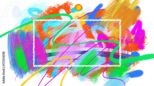 abstract colorful brushstrokes painting background title cover frame super vivid 80s style - PNG image with transparent background