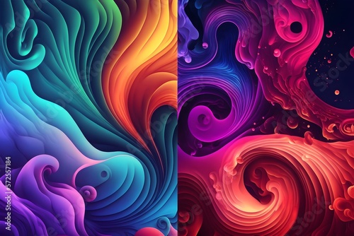 multicolor liquid fluid art. Abstract swirl gradient. seamless waves design.