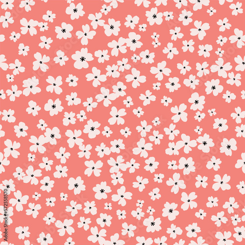 Vivid flowers seamless pattern, digital paper repeating background, meadow vibrant flowers. Fabric, wallpaper, wrapping paper, stationery seamless vector pattern