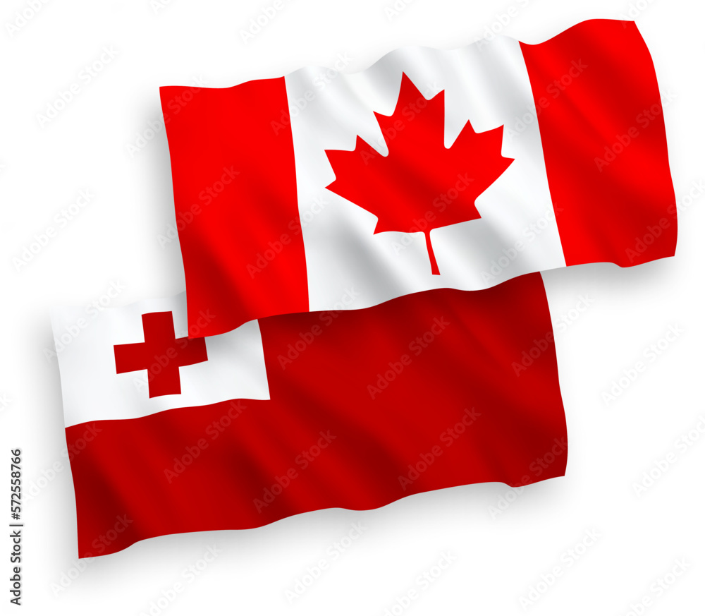 Flags of Canada and Kingdom of Tonga on a white background Flags of Canada and Kingdom of Tonga on a white background