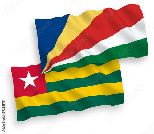 Flags of Togolese Republic and Seychelles on a white background