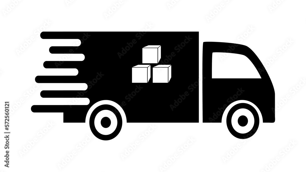 Delivery car icon logo symbol sign, truck icon black design vector illustration Delivery car icon logo symbol sign, truck icon black design vector illustration
