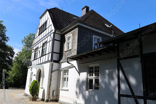 Blick auf den Historischen Bahnhof von Binolen, einem Ortsteil der Stadt Balve im Sauerland	 photo