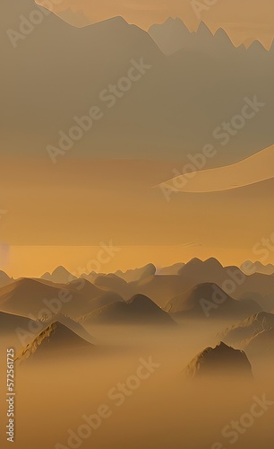 sunrise in the mountains made using Generative AI Technology. photo