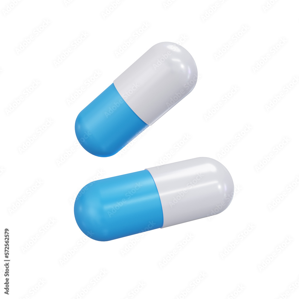ภาพประกอบสต็อก White and blue capsules isolated on transparent