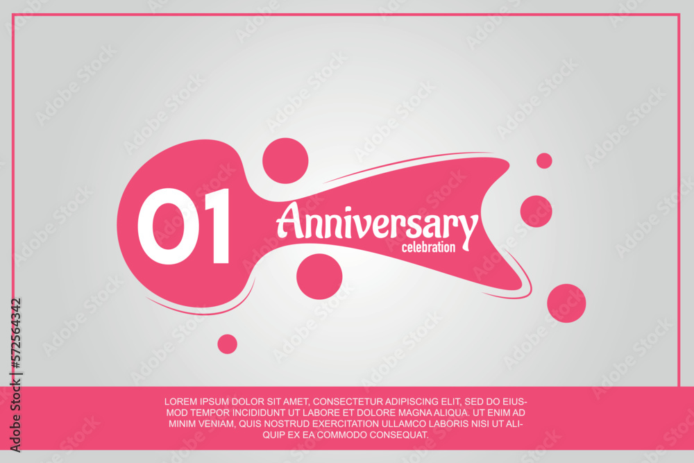 01st year anniversary celebration logo with pink color design with pink color bubbles on gray background vector abstract illustration 01st year anniversary celebration logo with pink color design with pink color bubbles on gray background vector abstract illustration