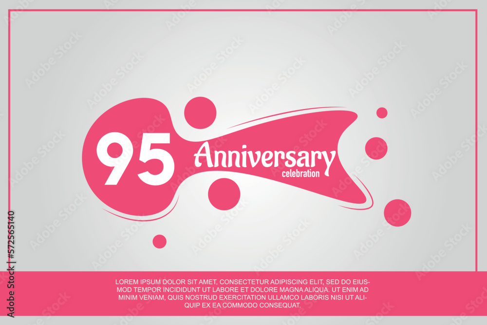 95th year anniversary celebration logo with pink color design with pink color bubbles on gray background vector abstract illustration 95th year anniversary celebration logo with pink color design with pink color bubbles on gray background vector abstract illustration