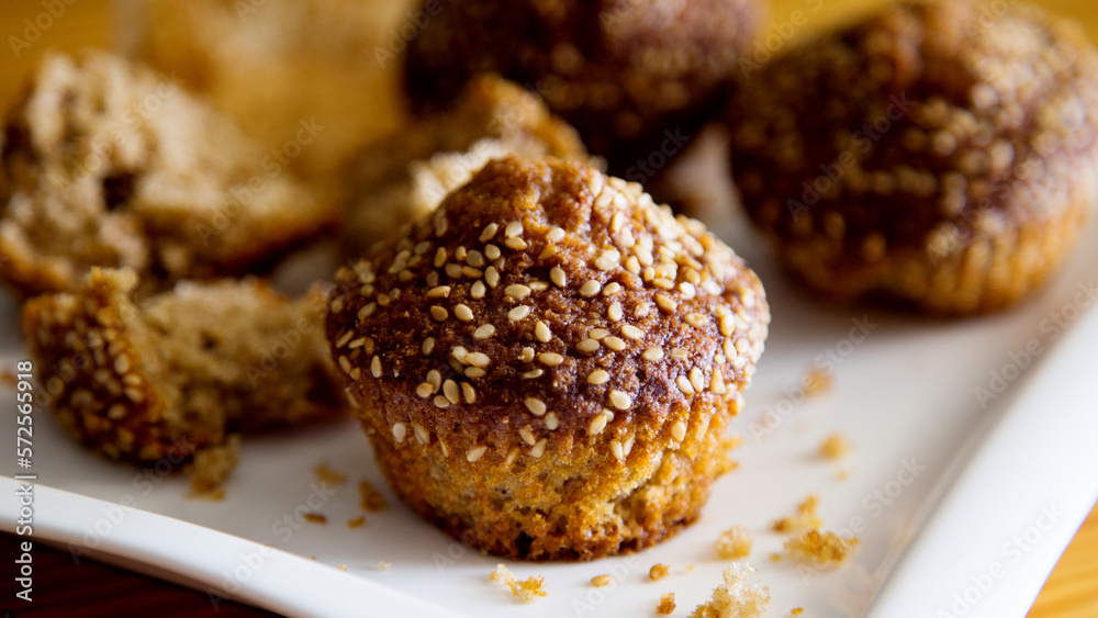 Whole wheat muffins with whole wheat flour and sesame. Whole wheat muffins with whole wheat flour and sesame.
