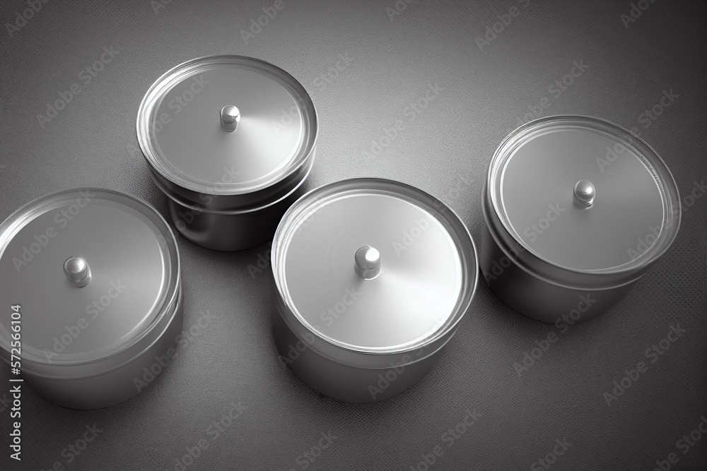 Blank Metallic Cans In Shrink Wrap Template 3d Render Illustration Blank Metallic Cans In Shrink Wrap Template 3d Render Illustration