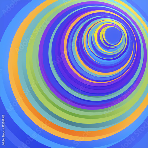 Abstract pattern of colored circles with displacement effect. 3d rendering background. Digital illustration