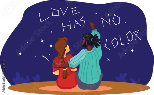 Black Lives Matter, BLM, No Racism, Statement. Young African Americans: man and woman against racism. Black citizens are fighting for equality. 