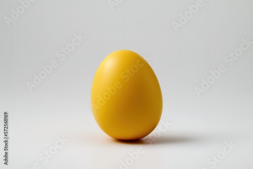 Yellow one color easter egg on a white background created with Generative AI technology 