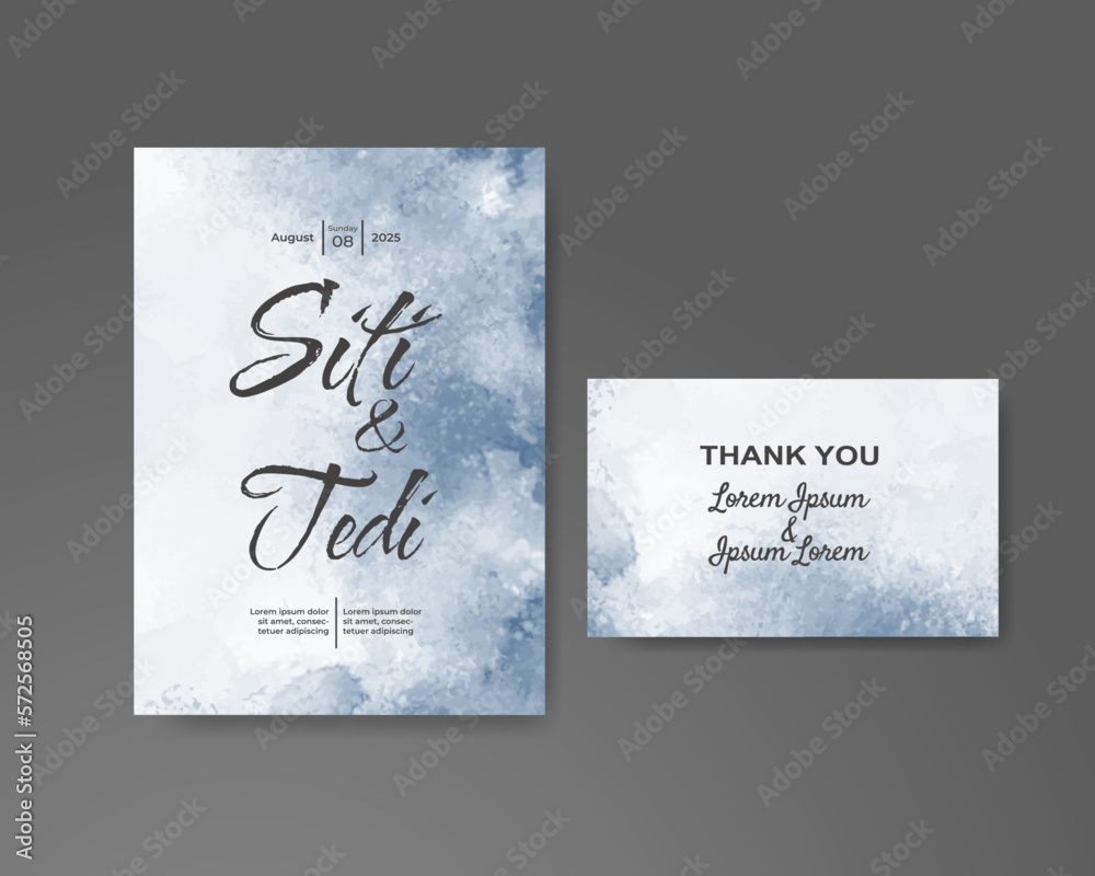 Wedding invitation with abstract watercolor background