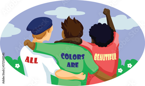 Black Lives Matter, BLM, No Racism, Statement. Young African Americans: man and woman against racism. Black citizens are fighting for equality. 