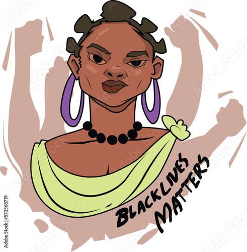 Black Lives Matter, BLM, No Racism, Statement. Young African Americans: man and woman against racism. Black citizens are fighting for equality. 