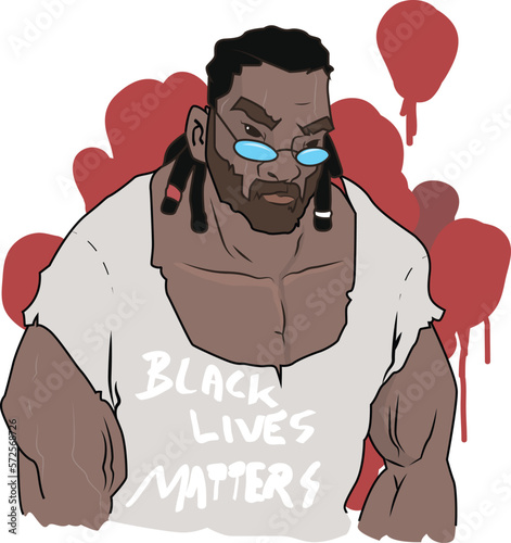 Black Lives Matter, BLM, No Racism, Statement. Young African Americans: man and woman against racism. Black citizens are fighting for equality. 