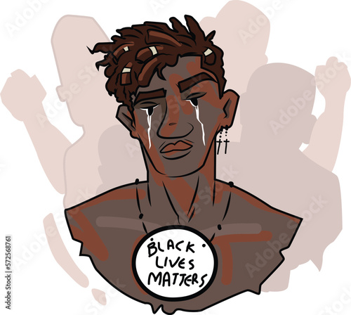 Black Lives Matter, BLM, No Racism, Statement. Young African Americans: man and woman against racism. Black citizens are fighting for equality. 