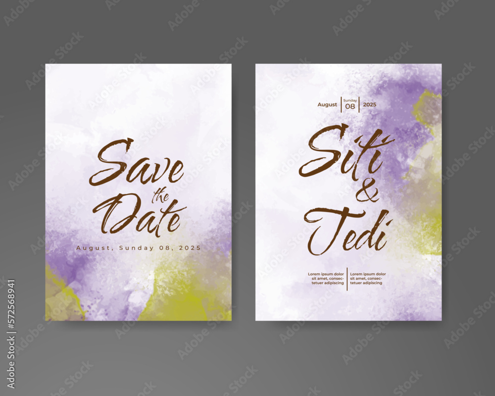 Wedding invitation with abstract watercolor background Wedding invitation with abstract watercolor background