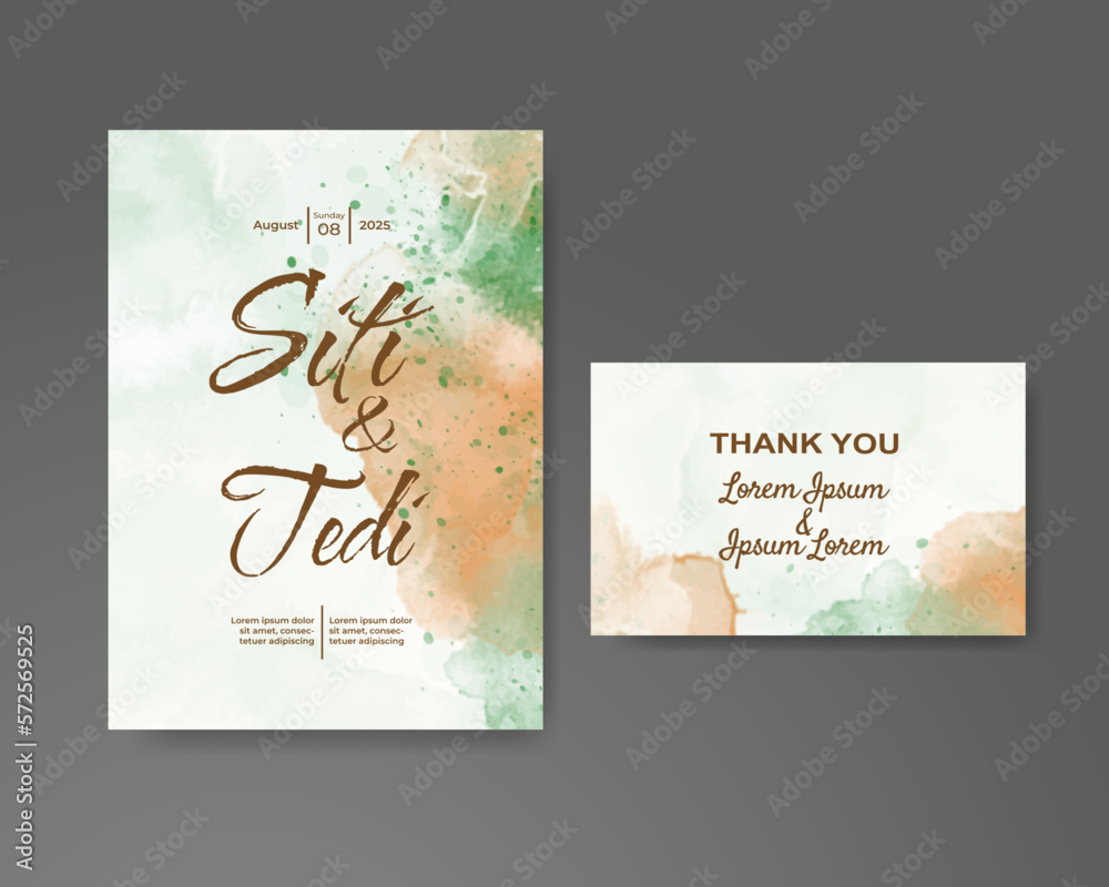 Wedding invitation with abstract watercolor background